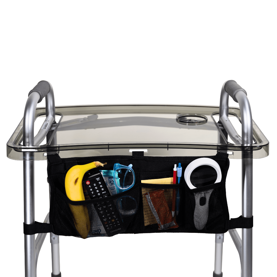 StrongArm Clearview Walker Tray – Adjustable Tray for Folding Walkers, Seniors, with Cup Holder, Food Tray, Walker Accessories, Tray Table for Standard Adult Walkers