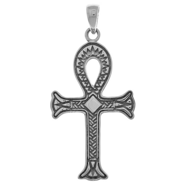 Ina Glamour Sterling Silver Egyptian Large Ankh Cross Pendant Com - Big Silver Ankh Pendant