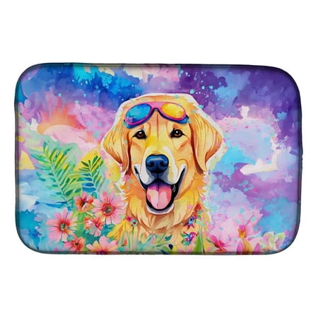 Carolines Treasures DAC2531DDM 0.2 x 21 x 14 in. Yellow Labrador Hippie Dawg Dish Drying Mat
