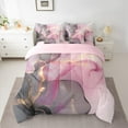 thumbnail image 2 of Castle Fairy Marble Watercolor 7-Piece Bedding Comforter Set,Grey Pink Golden King Bedding Sets,Stone Pattern Ultra Soft Bed Sheets,Breathable Stone Pattern Home Decor,Reversible, 2 of 8