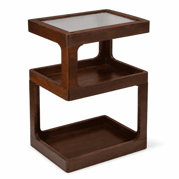 Solid Wood Side Table, 3 Tier Small End Table, Brown Accent Table