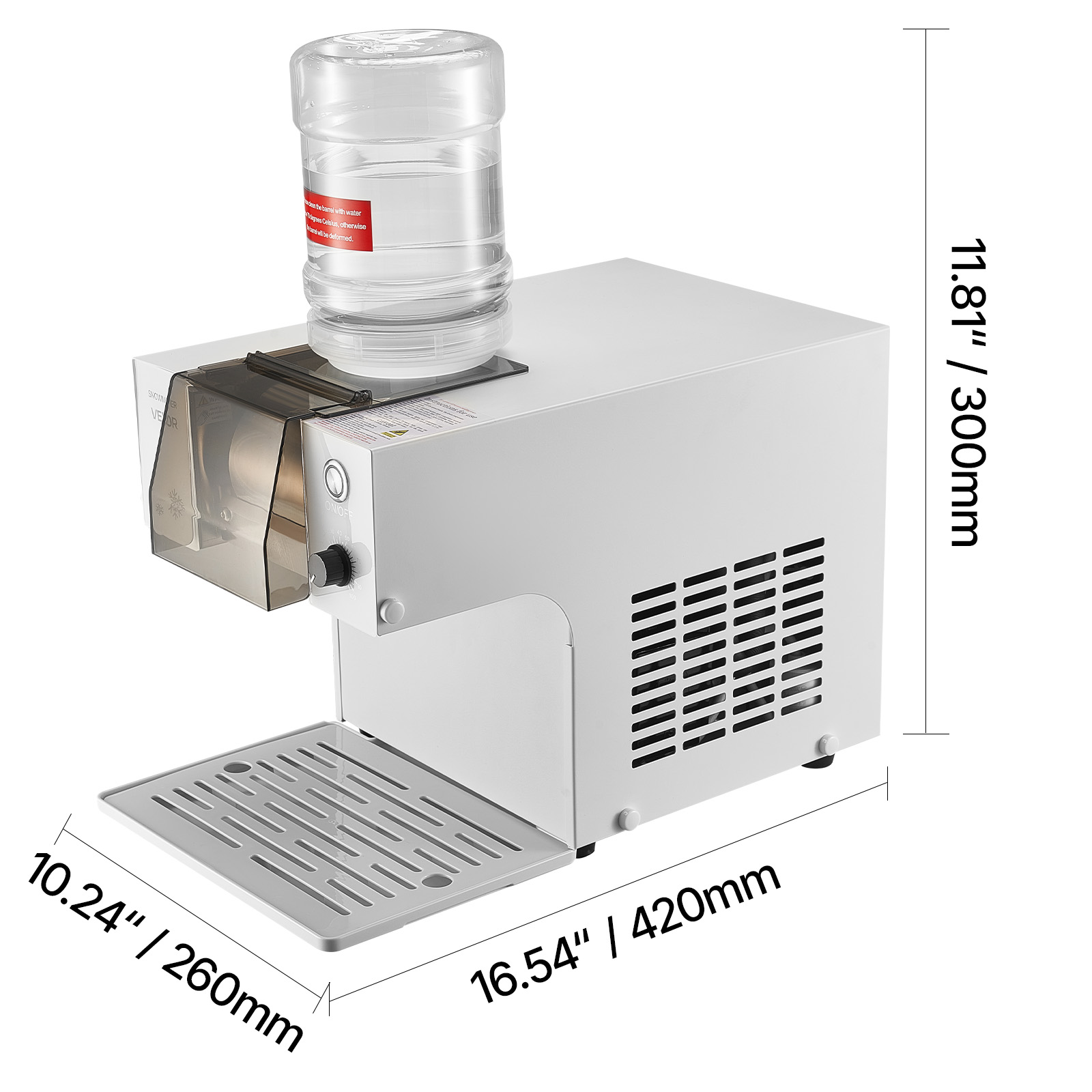 VEVOR Snowflake Ice Machine, 132LBS/24H Snowflake Ice Maker, Ice-Shaver Machine with Stainless Steel Blade, Electric Snow Cone Maker with 0.48Gal Tank, 90S Fast Pre-Cooling,for Home & Small Gathering