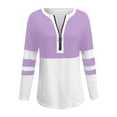 thumbnail image 4 of Tumotour Plus Size Pullover Tops for Women'S Color Block Half Zip Blouse V-Neck Long Sleeve Fall Tunic Shirt, 4 of 4