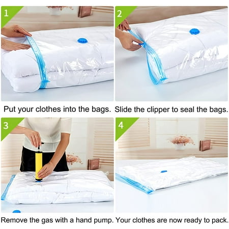 Zmleve 6 Pack Vacuum Storage Bags With Hand Pump Space Saver Double Zip Seal Reusable For Outdoor Camping Travel Duvets Bedding Pillow Clothes Quilt Sweater Small Canada Zmleve 6 Pack Vacuum Storage Bags With, Vacuum Storage Bags For Duvets And Pillows