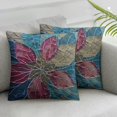Navy Blue Teal Pillow Covers Dahlia Modern Geometry Line Flower Summer