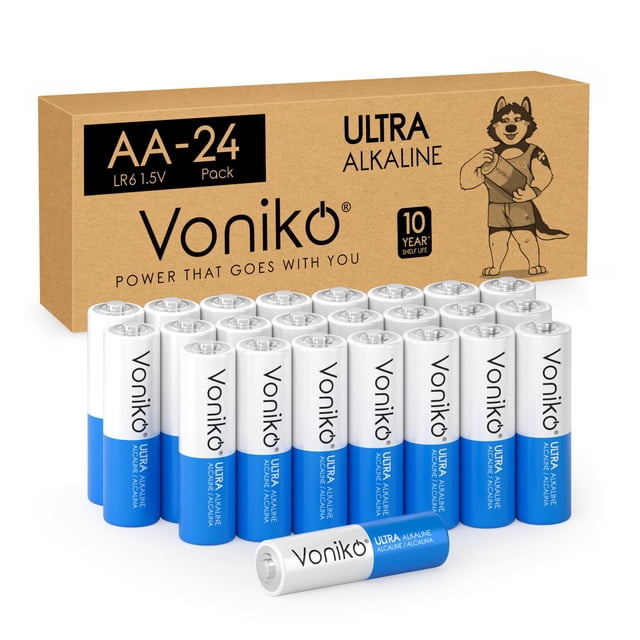 Pilas alcalinas AA Voniko de 24 unidades, 1,5 V, a prueba de fugas
