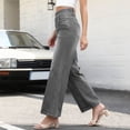 thumbnail image 5 of RYRJJ Jeans for Women Wide Leg High Waisted Stretchy Straight Baggy Jean Fashion Washed Denim Pants with Pockets(Gray,S), 5 of 9
