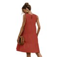 thumbnail image 2 of Nouvelle Robe Ligne A Unie pour Femmes Design Patchwork Col Rond Mode Urbaine Sans Manches Taille Mi-Haute Décontractée Ample Mini Robe, 2 of 2