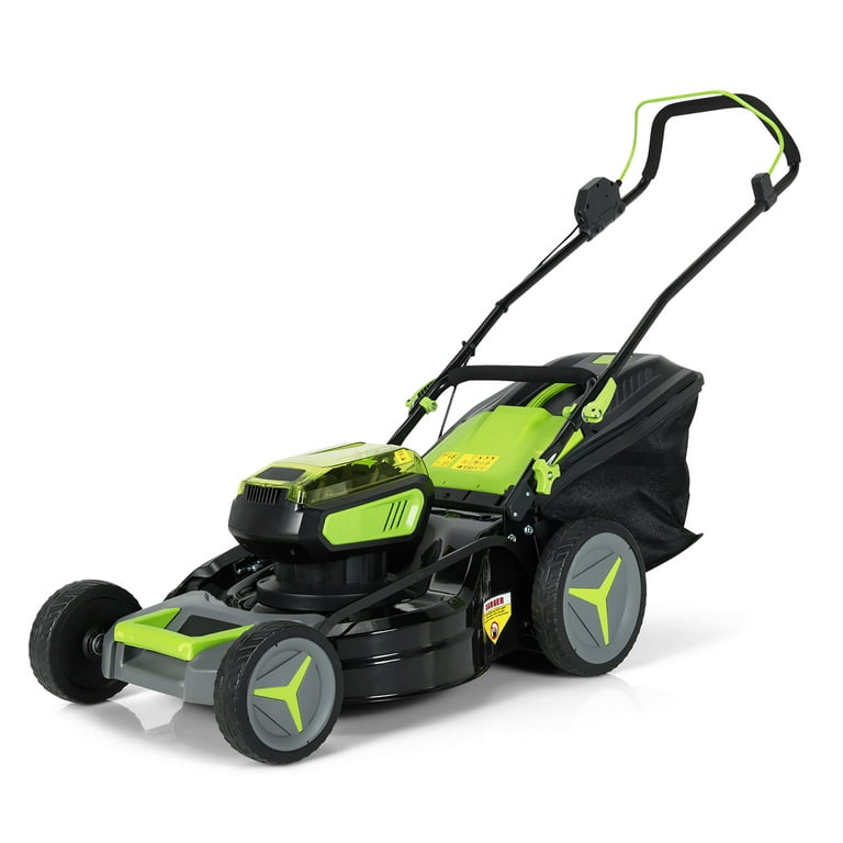 Costway 40V 18'' Brushless Cordless Push Lawn Mower 4.0Ah Batteries & 2  Charger (2 x 20V) 