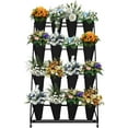 Lanfys Portable 4Tier Flower Stand 16PCS Plastic Buckets Garden Cart
