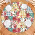 thumbnail image 2 of Pioneer Flower Floral Print Pattern Round Fitted Tablecloth with Elastic Edge,Dining Table Cover Waterproof,Outdoor Round Tablecloth for Camping,Dining,Indoor and Outdoor, 2 of 7