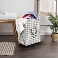 thumbnail image 4 of Hamper Laundry Basket  - Waterproof Hamper  | Foldable Cotton Linen Hamper Laundry Basket Bag with Handle and Lid for Kids Room,Shelf Basket,Toy Organizer (Black and White), 4 of 6
