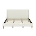 thumbnail image 6 of Euroco Modern Queen Size Ivory Boucle Upholstered Platform Bed with Wingback Headboard and Wooden Legs, 6 of 9