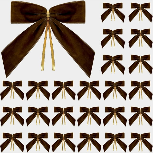 Burgundy Velvet Christmas Bows - 25 Pack for Tree, Wreath, Gift Wrapping & Holiday Crafts