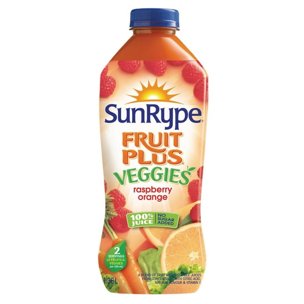Jus SunRype Fruits plus légumes framboise et orange 100 % jus sans sucre ajouté