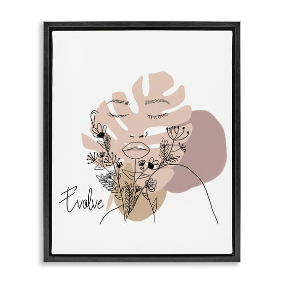 Stupell Industries Evolve Boho Portrait Typography Painting Black Floater Framed Art Print Wall Art, 17 x 21