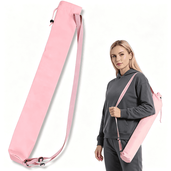 GASTROPOD 35" Long Mahjong Mat Bag,Cute Double Strapped Canvas Mahjong Holder,Waterproof Drawstring Carry Pouch,Lightweight Outdoor Carrying Bag for Board Games Travel Storage(Pink)