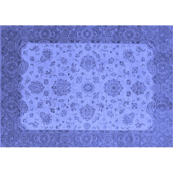 Ahgly Company Machine Washable Indoor Rectangle Oriental Blue Traditional Area Rugs, 4' x 6'