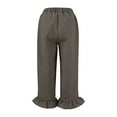 thumbnail image 6 of Mitankcoo Women's Drawstring Ruffle Capris - Relaxed Fit with Pockets - Casual Cropped Pants, 6 of 7