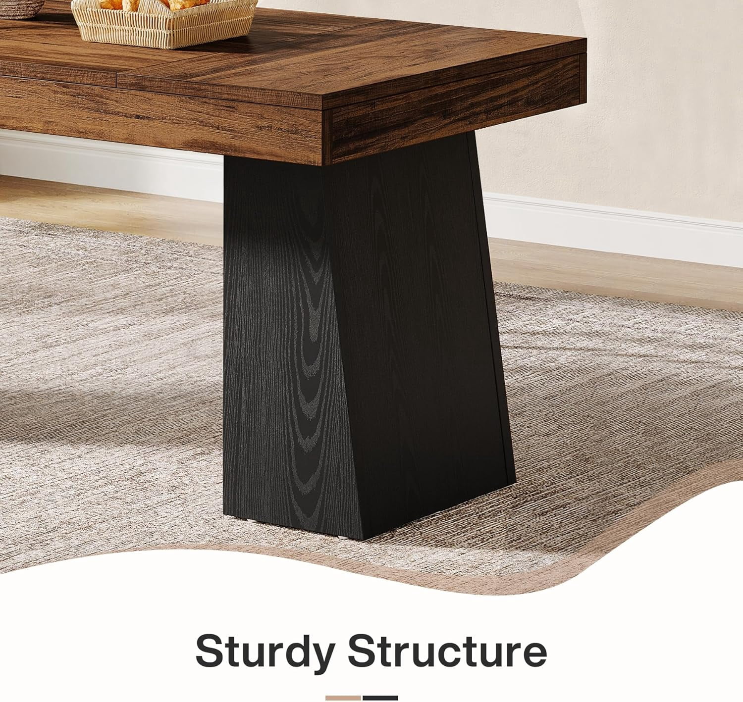 Tribesigns 55“ Dining Table for 4-6, Rectangular Wooden Dining Room Table, Kitchen Dinner Table, Black & Brown