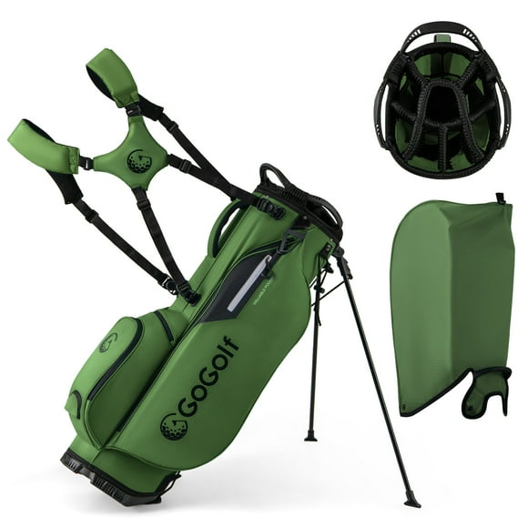 Gymax 8-Way Golf Stand Bag w/ 5 Pockets Lightweight Portable Golf Club Bag Handles Green