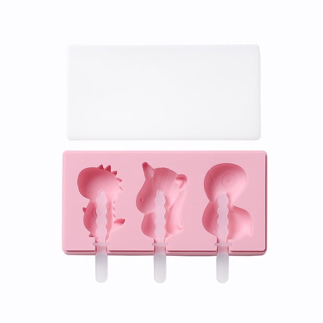 Molde de helado de silicona con forma de dibujos animados DIY con tapa, divertido fabricante de paletas for niños
