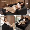 thumbnail image 6 of SEENYOO 75" Chaise Lounge Chair Indoor, Black Corduroy Cloud Sofa Bed, Oversized Boneless Sleeper Chair for Living Room, No Assembly, 6 of 8
