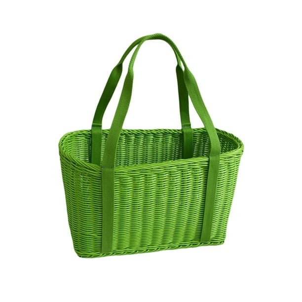 Cesta de ratán sintético, cesta tejida a mano, cesta de compra de gran capacidad, cesta de anidación Verde Grande