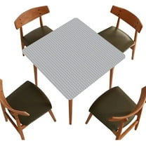 Stripe Square Fitted Tablecloth, Washable Polyester Table Covers, Fits 36x36 inch Table, Grey White Arrow Texture Elastic Suitable for 36 x 36 in table