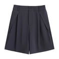 thumbnail image 5 of Bermuda Shorts for Women Summer Dressy Casual Elastic High Waisted Wide Leg Knee Length Shorts with Pockets Black XL(XL), 5 of 8