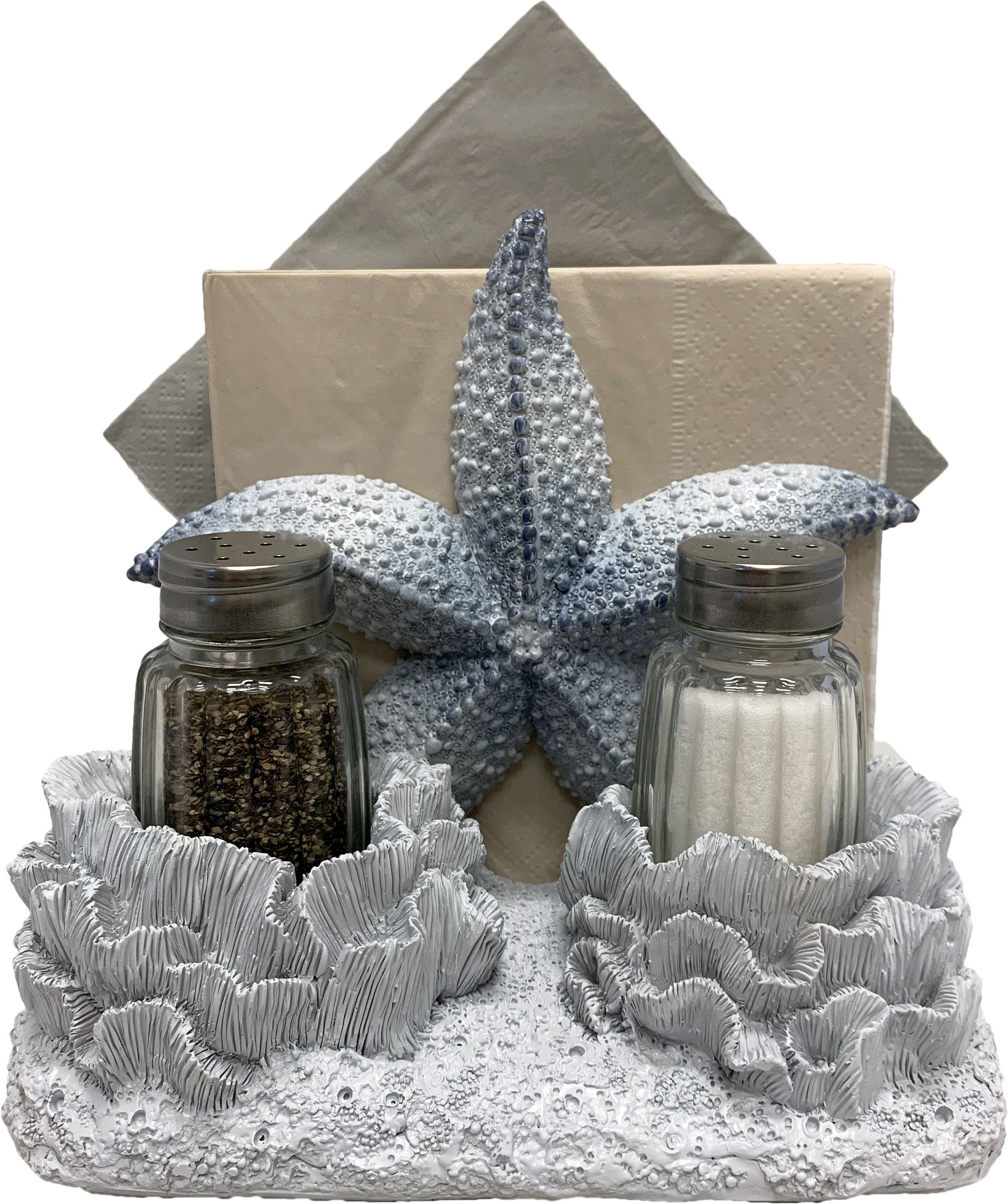 World of Wonders Multicolor Beach Decor Starfish Napkin Holder Salt and Pepper (3 Piece Set