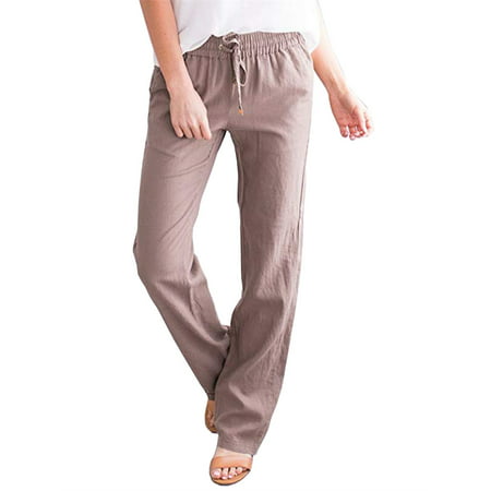 Elastic Waist Women Cotton Pants Drawstring Casual (Best Cotton Pants Brand In India)