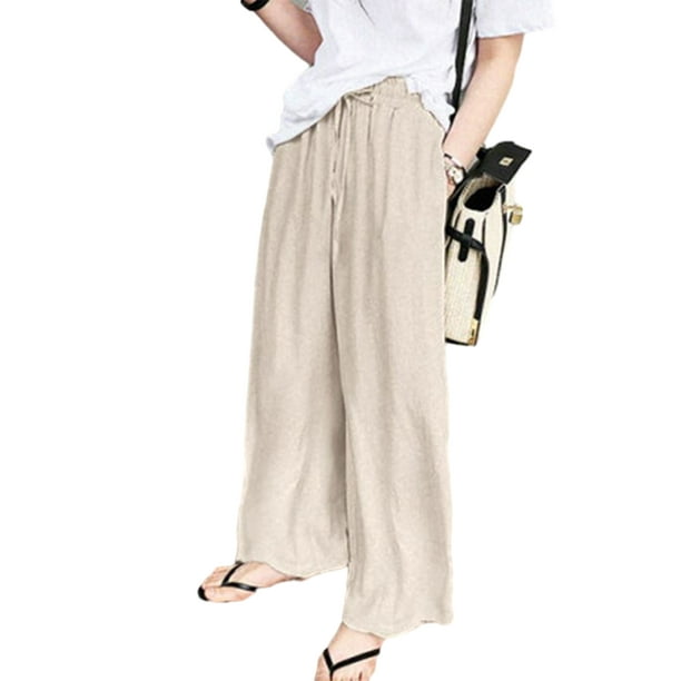 FAROOT Women's Wide-Leg Lounge Pants Solid Color Drawstring Elastic Waist  Loose Comfy Casual Pajama 