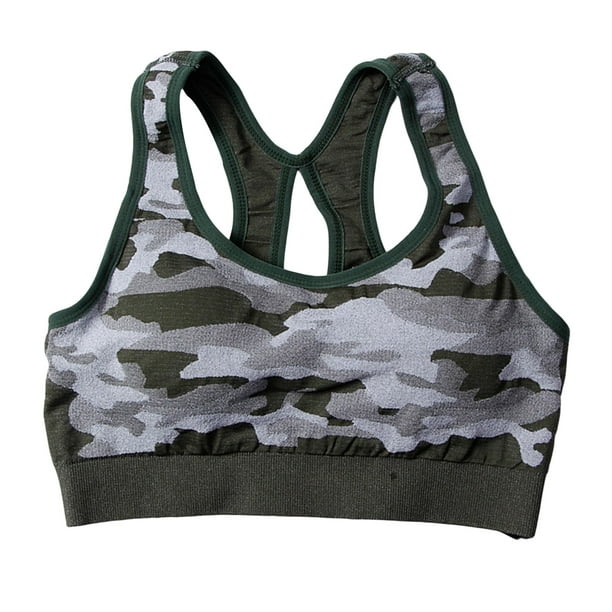 Aayomet Bras for Large Breasts Fashion Camouflage Anti Drop Sports  Breathable Fitness Yoga Bra (Green, M) 
