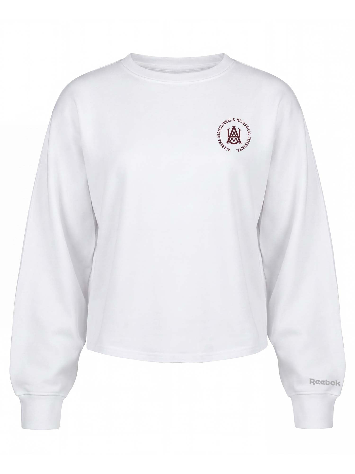 Alabama A&M Bulldogs Reebok Womens White Heavyweight Cotton Long Sleeve Pullover
