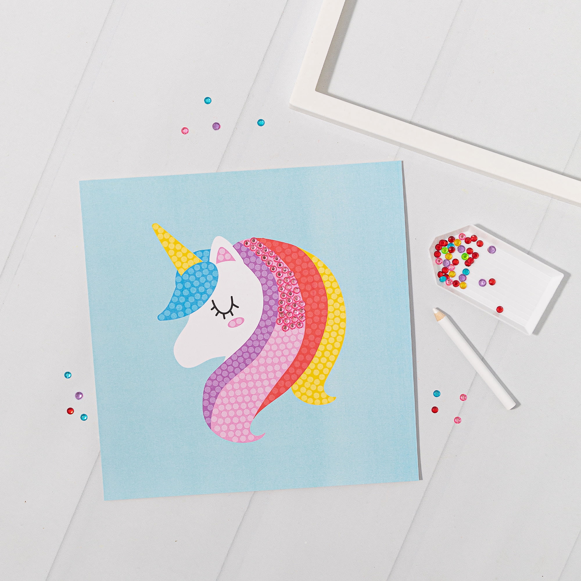 Little Yellow Bicycle: Ice Cream & Unicorn Gem Art Kit- 800+ pc Set, DIY Craft Project, Create Art That Sparkles, No-Mess Peel & Stick, Kids Ages 6+