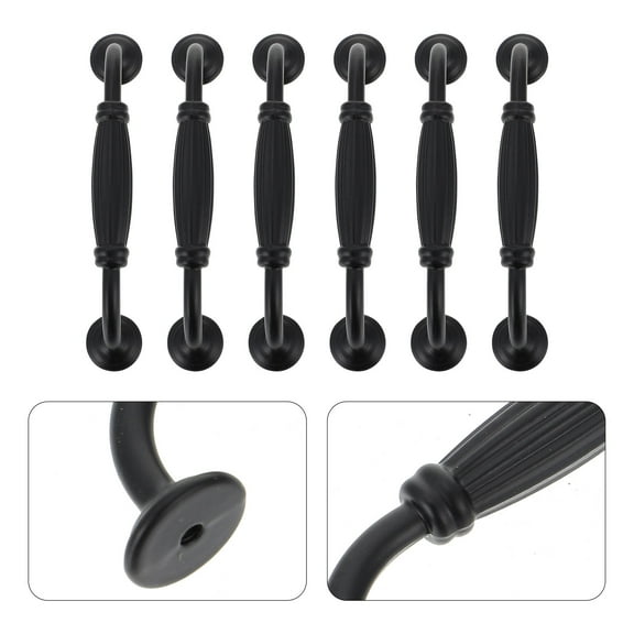 KONTONTY 6Pcs Black Cabinet Door Handles Modern Wardrobe and Drawer Pulls for Home