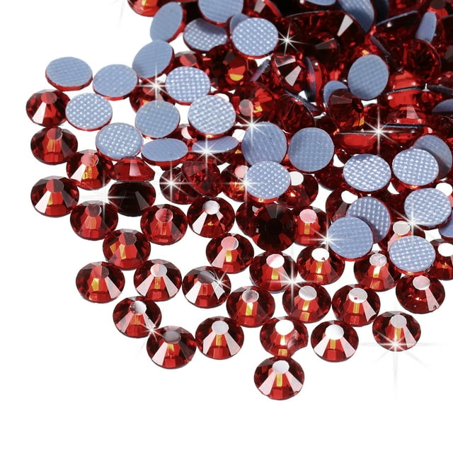 Uxcell 2880 Pcs Hotfix Strass à Dos Plat Cristal Gemmes en Verre SS10 2,9 mm Rouge