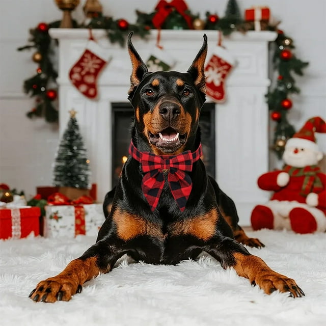 Pet Ball Collars With Bows Are Suitable For Christmas And Winter Holiday Decorations For Small And Medium-sized Dogs