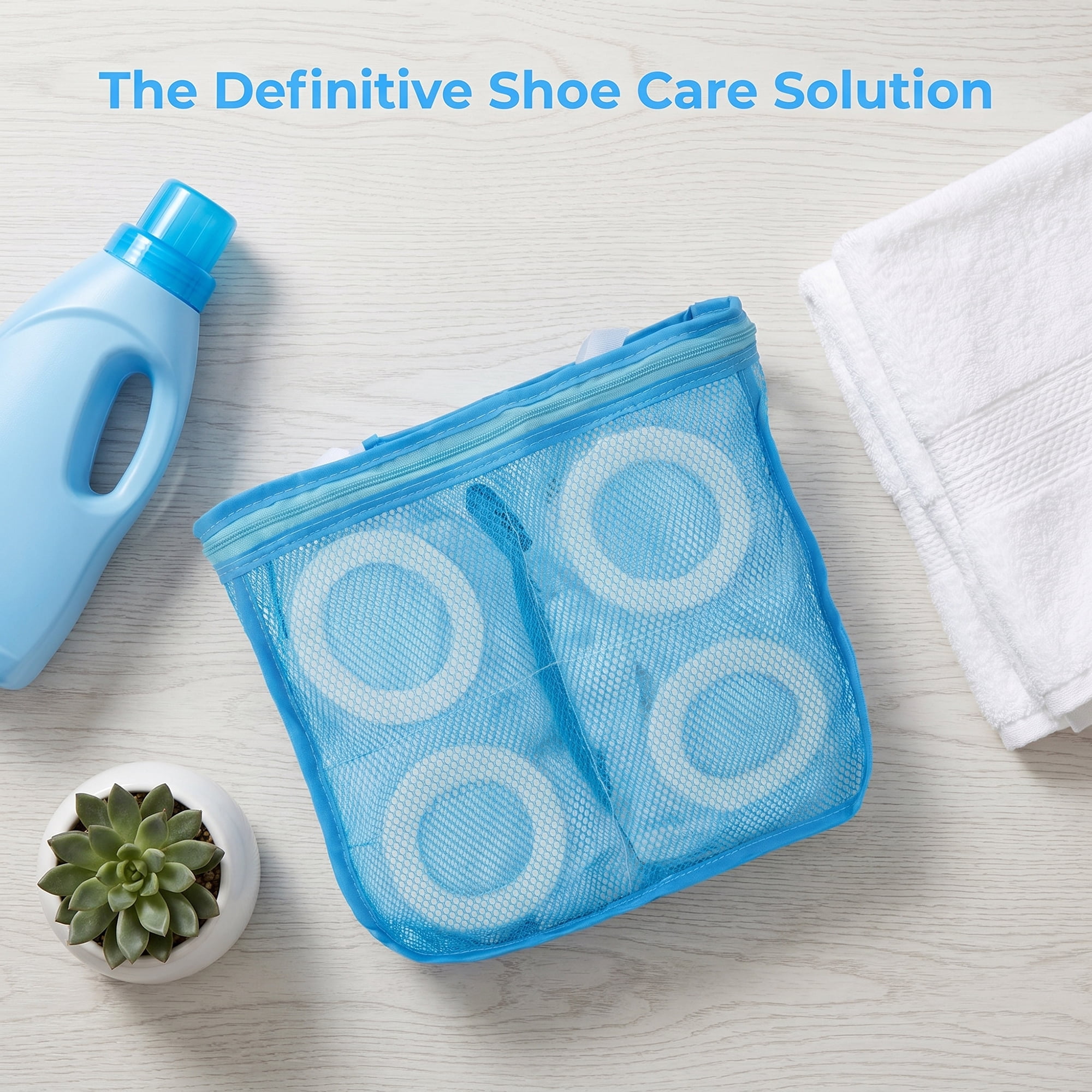 Unique Bargains 1 Pack Polyester Mesh Laundry Shoe Bag for Washing Machine Blue 11"x9.6"
