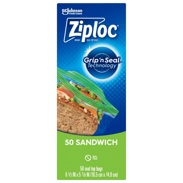Ziploc® Brand Sandwich Bags with Grip 'n Seal Technology, 50