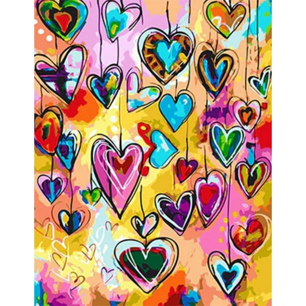 Wdftyju Kit de pintura por números, lienzo pintado a mano con corazón de amor DIY, cuadro de arte de pared al óleo Wdftyju 3jj7rf0lr7xg9fq6