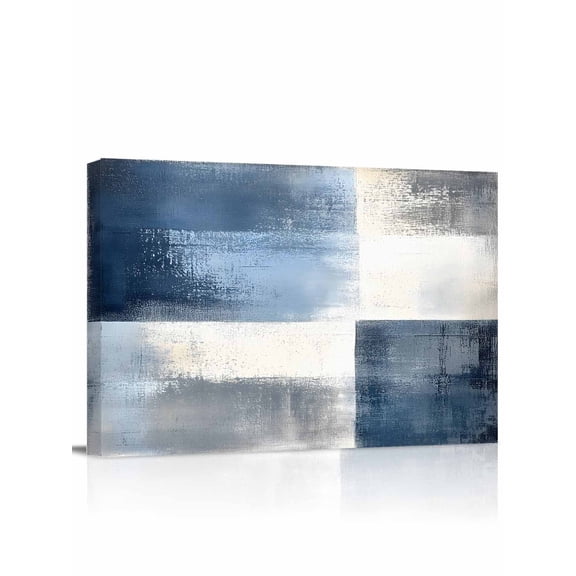 Navy Blue Grey Ombre Wall Art for Living Room,Canvas Picture Wall Decor for Bathroom Bedroom,Modern Oil Painting Abstract Painting Artwork for Office Kitchen Hallway Dining Room Home Decor 12"x16"