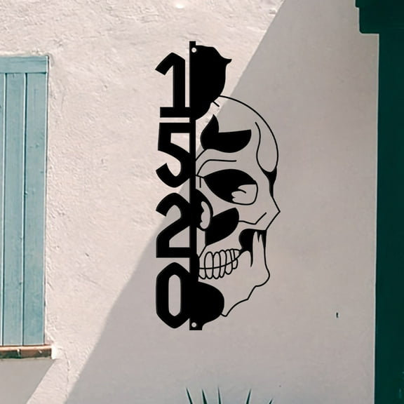Custom Personalized Metal House Number Sign, Gothic Address Sign, Skull Address Plaque, Victorian Gothic Metal Sign