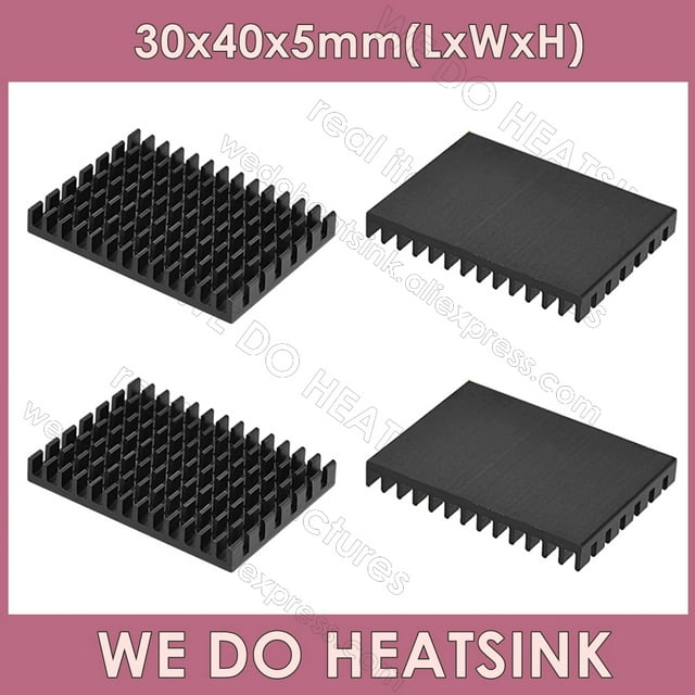 30*40*5mm Sans Ou avec Coussinet Thermique Aluminium Refroidisseur de Dissipateur Thermique Radiateur Refroidissement pour Raspberry Pi 4 Modèle B CPU Noir Sans Coussinet 2 Pcs
