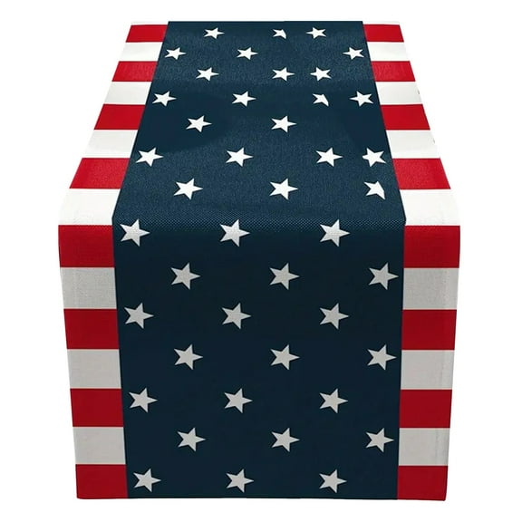 Orangide Independence Day Table Runners Patriotism 4th Of July Decorations Holiday Tablecloths Star Red White And Blue for Kitchen Home Dining 13x72 Inch