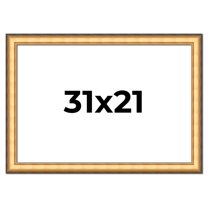 31x21 Frame Gold Plein Aire Solid Wood Picture Frame Width 2 Inches | Interior Frame Depth 0.5
