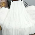 thumbnail image 2 of Ashirexll Womens Skirts, Plus Size Solid Color High Waist Bead Mesh High Elasticity Waistband Flowy Maxi Long Skirt White Free Size, 2 of 6