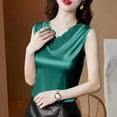 thumbnail image 2 of VEKDONE Lace Satin Tank Tops Women Summer Sleeveless V Neck Camisole Dressy Solid Color Patchwork Tunic Tops Plus Size Soft Comfy Lounge Tanks Green XL, 2 of 5