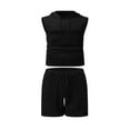 thumbnail image 3 of Men Summer Set Solid Color Sleeveless Hooded Tank Tops Shorts, 3 of 6